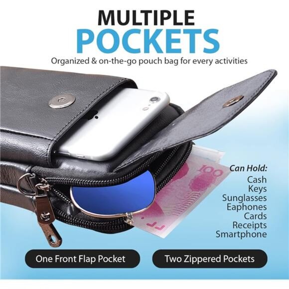 Leather Vertical Men Cell Phone Holster Wallet Case with Belt Clip Loop Travel - Picture 3 of 7